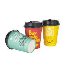 Hot selling disposable biodegradable cups 9oz carton paper cup with lids producer